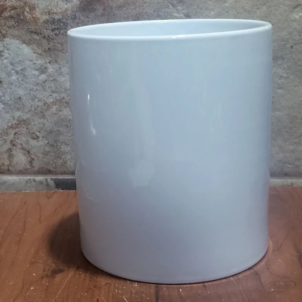 Scroll Collection Utensil Holder White Ceramic Cannister